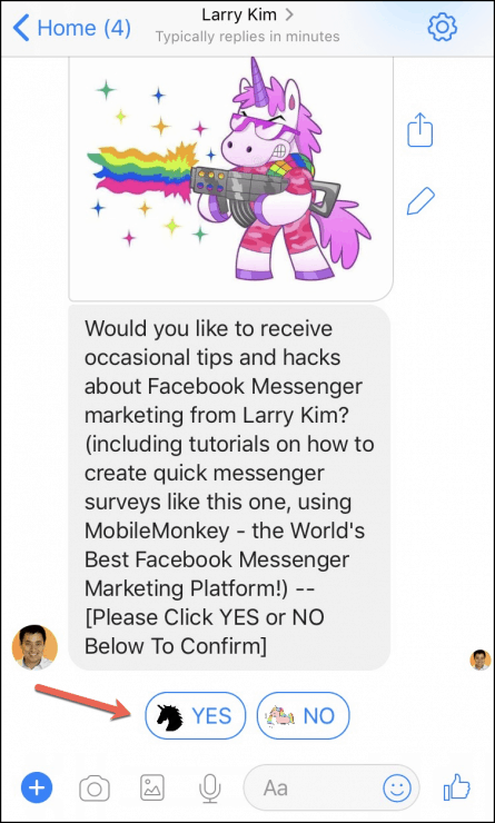 messenger opt-in confirm
