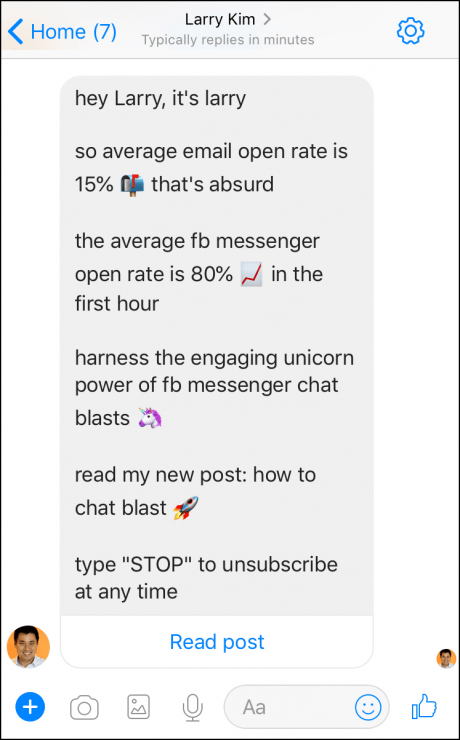 Messenger chat blast with RSS blaster