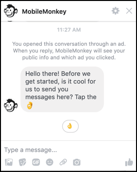 facebook messenger ad sample desktop