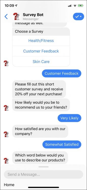 chatbot marketing for surveys