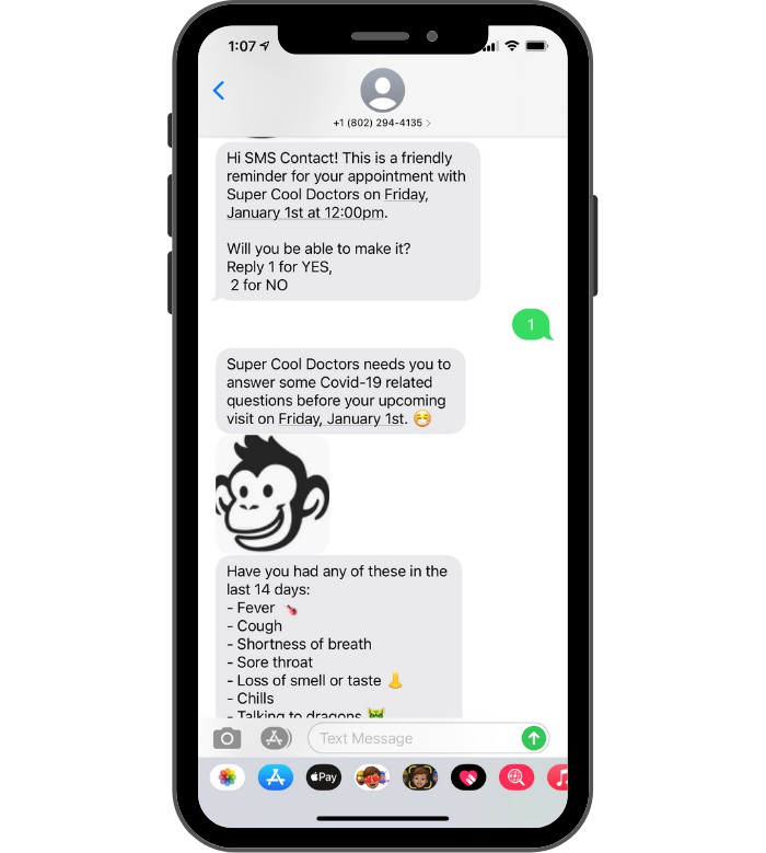 appointment reminder text chatbot
