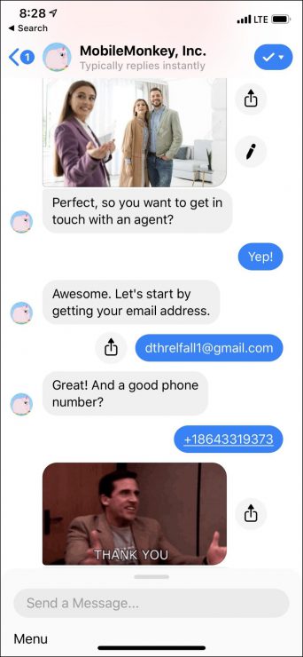 custom chatbot in facebook messenger