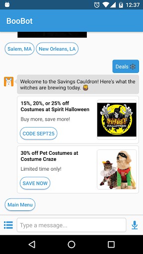 Halloween Chatbots: BooBot Finds Deals