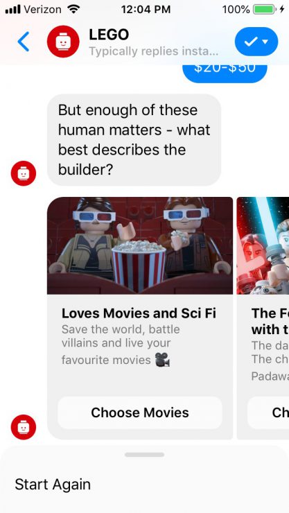 Gift Finder Chatbot: LEGO bot interests