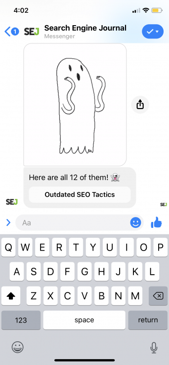 facebook auto responder: search engine journal type ghost gif and list