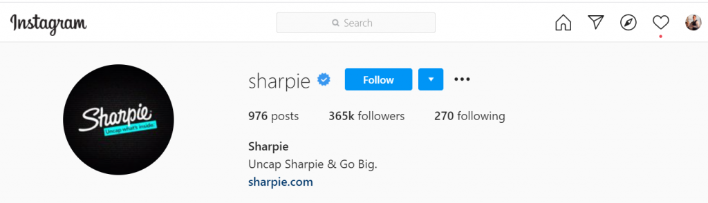 best Instagram marketing accounts: Sharpie
