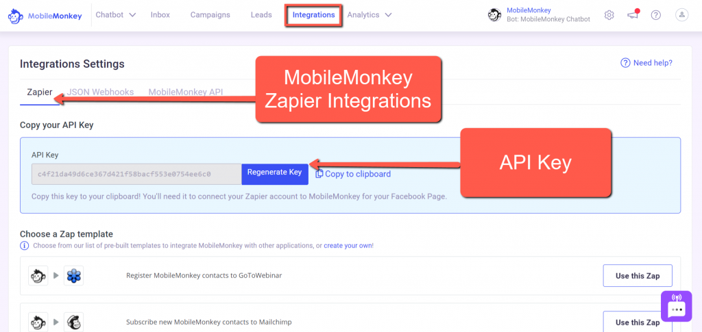 MobileMonkey Zapier Integrations