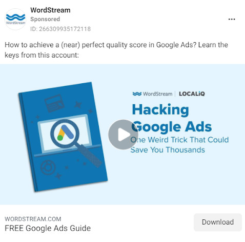 An ad for WordStream’s downloadable guide.