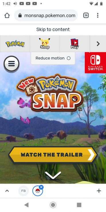 Nintendo Switch’s New Pokemon Snap mobile landing page