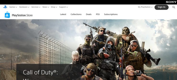 PlayStation’s Call of Duty: War Zone desktop landing page