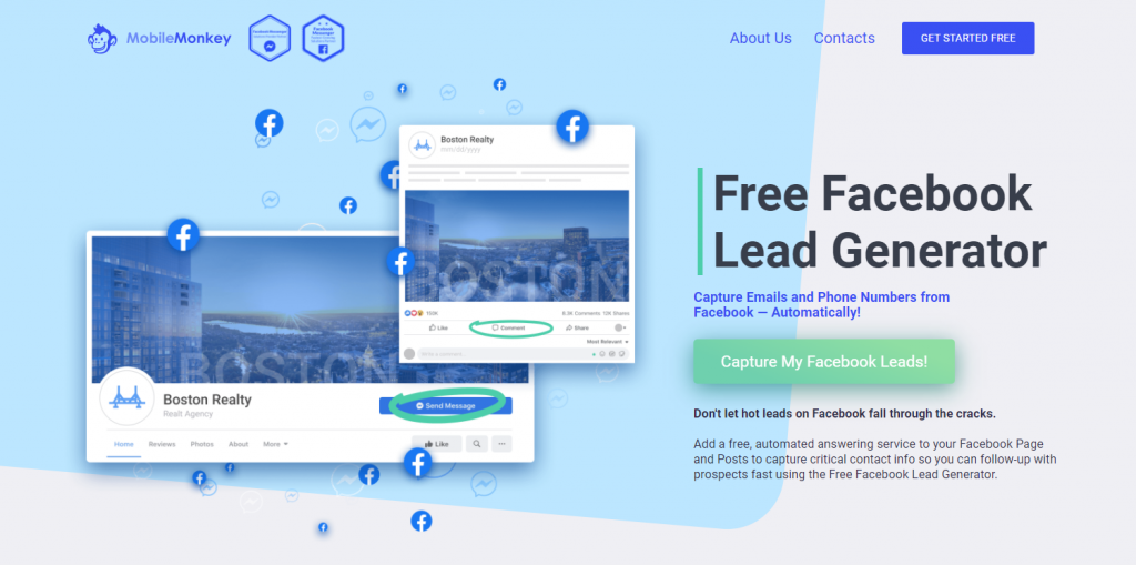 Free Facebook Page Lead Generator by MobileMonkey