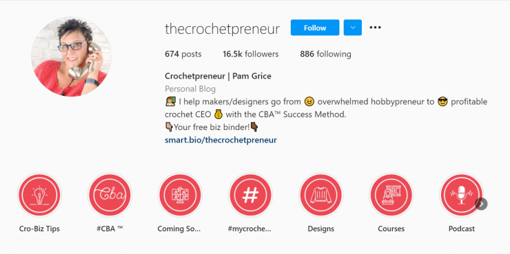 A creator uses Instagram to make a living teaching crochet hobbyists to build a business