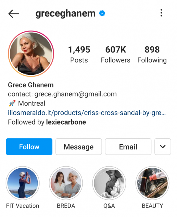 Grece Ghanem Instagram Story Highlight example