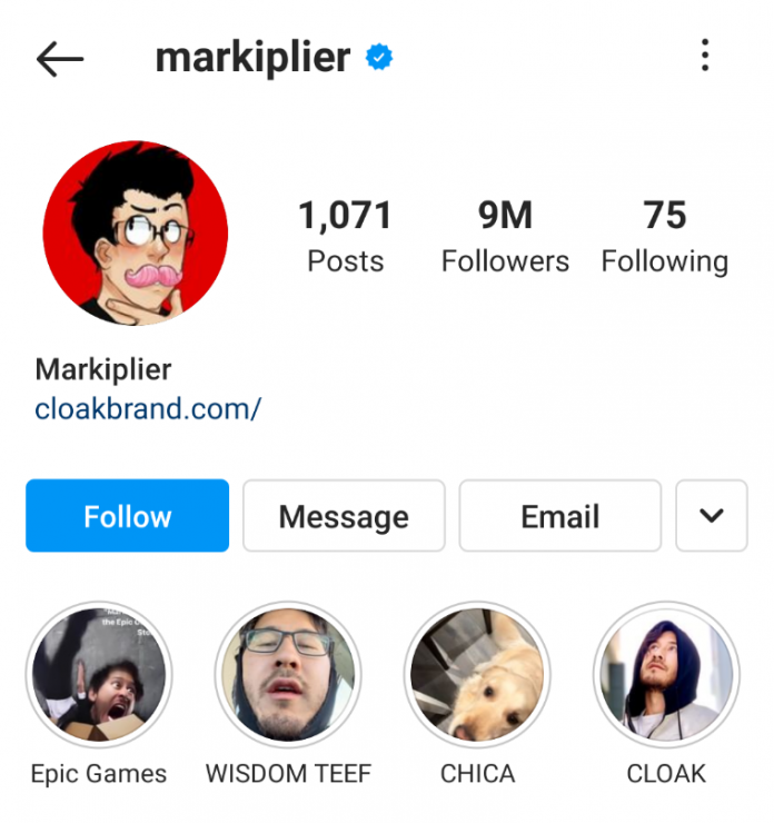 Markiplier Instagram Story Highlight example