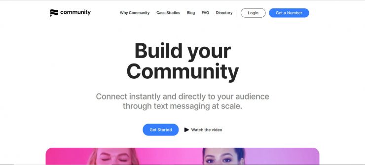 Community text app homepage