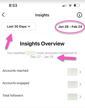 instagram insights customize date